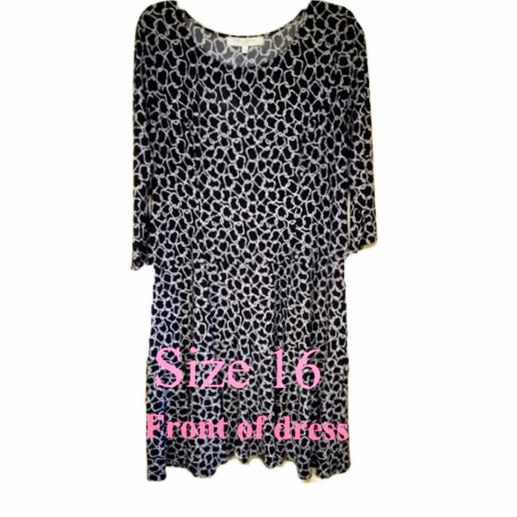 Evan-Picone Black & White Print Dress - Picture 10 of 12